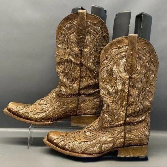 Corral Orix Glittered Inlay w/Studs Square Toe  Size 11.5 - Picture 2 of 6